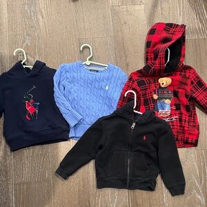 Polo by Ralph Lauren Kids' Red Plaid and Black Hoodies Set